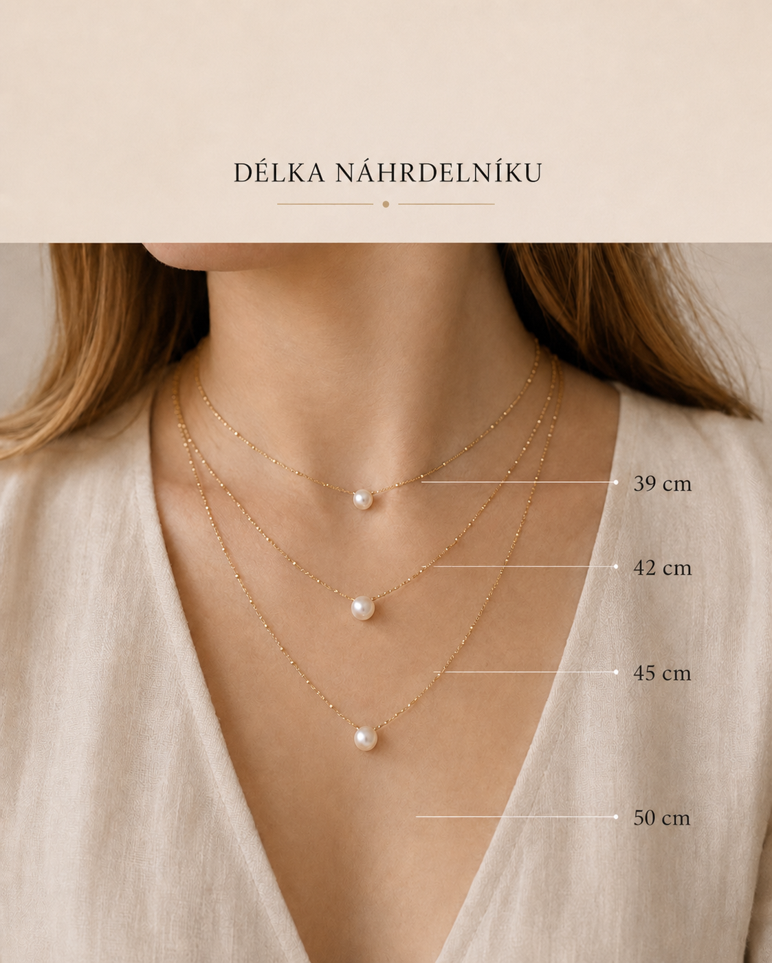 Průvodce délkou náhrdelníku PERLINA